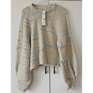 NWT Size XS - Made in Italy Pilcro Balloon Sleeve Boho Sweater Blue (US$ 158)